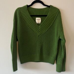 Abercrombie & Fitch Spring Green V-Neck Chunky Knit Sweater
